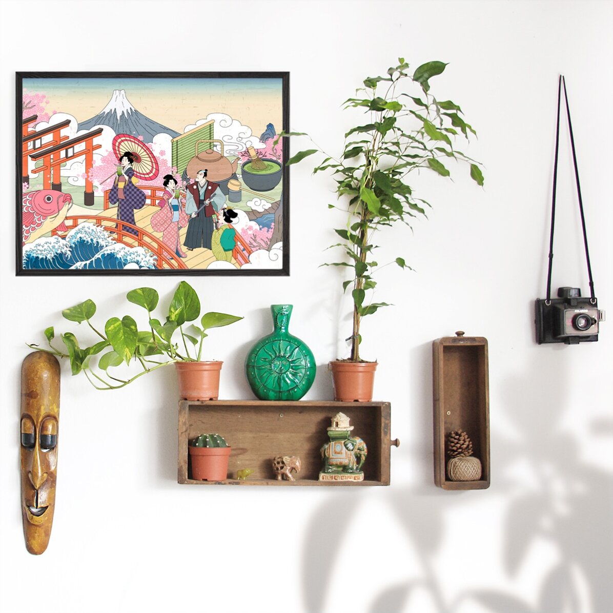 Poster con illustrazione retrò giapponese