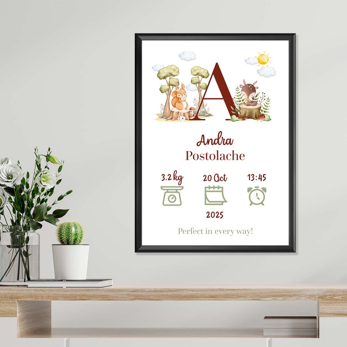 Poster personalizzato con iniziale e testo - Animali