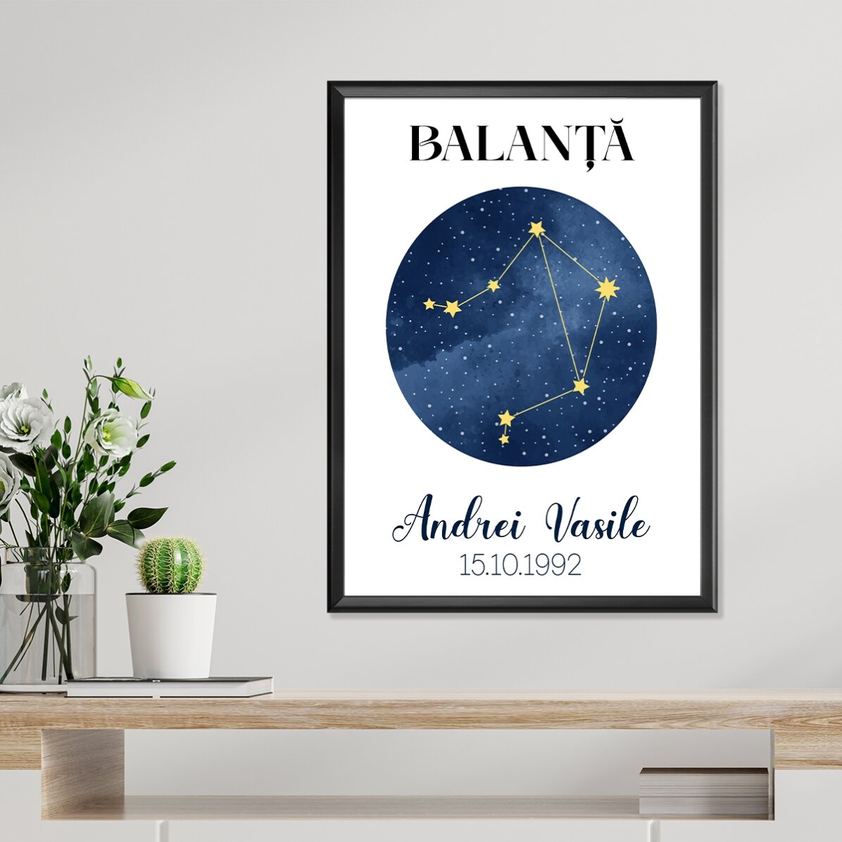 Poster personalizzato con testo - La costellazione del segno zodiacale della Bilancia