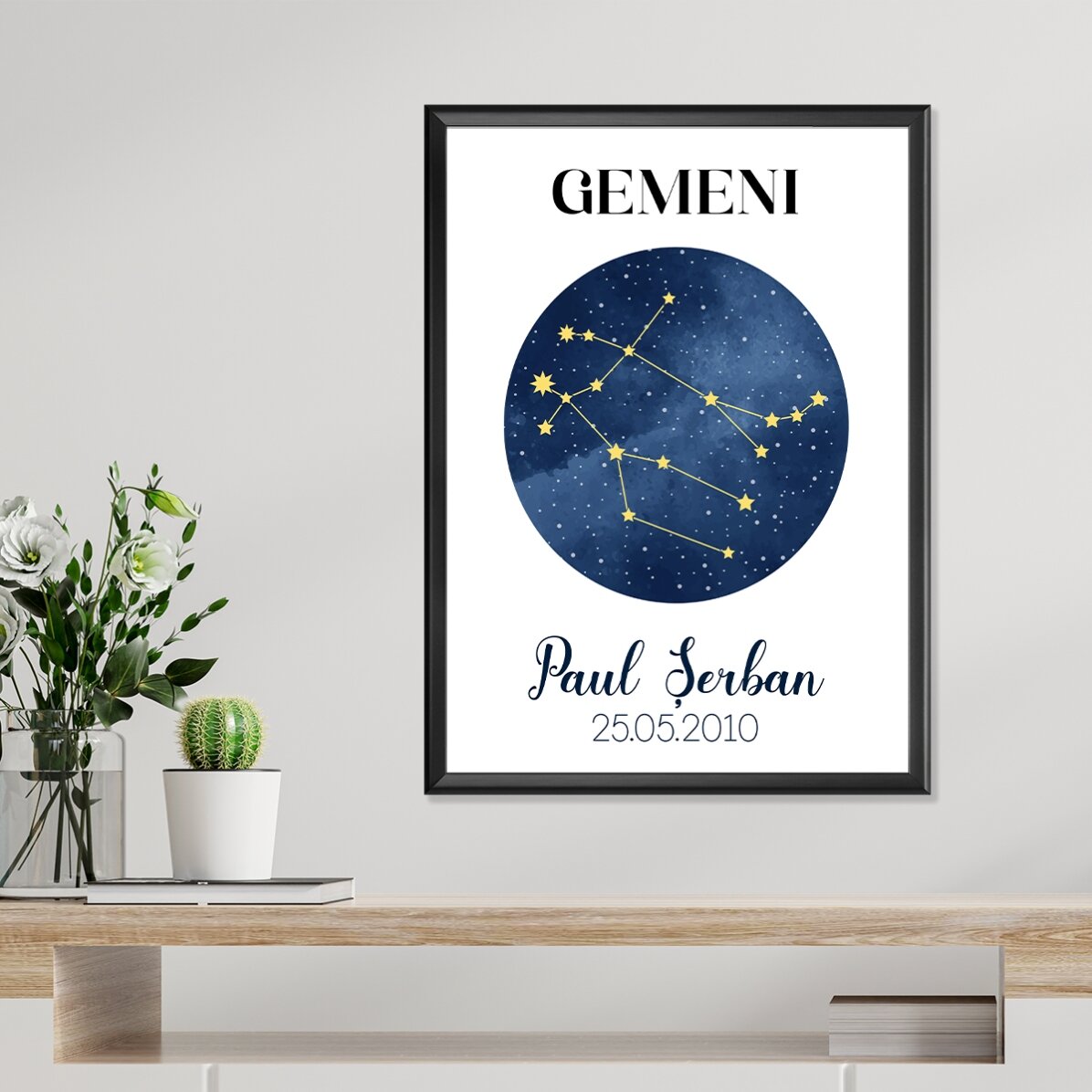Poster personalizzato con testo - La costellazione del segno zodiacale dei Gemelli