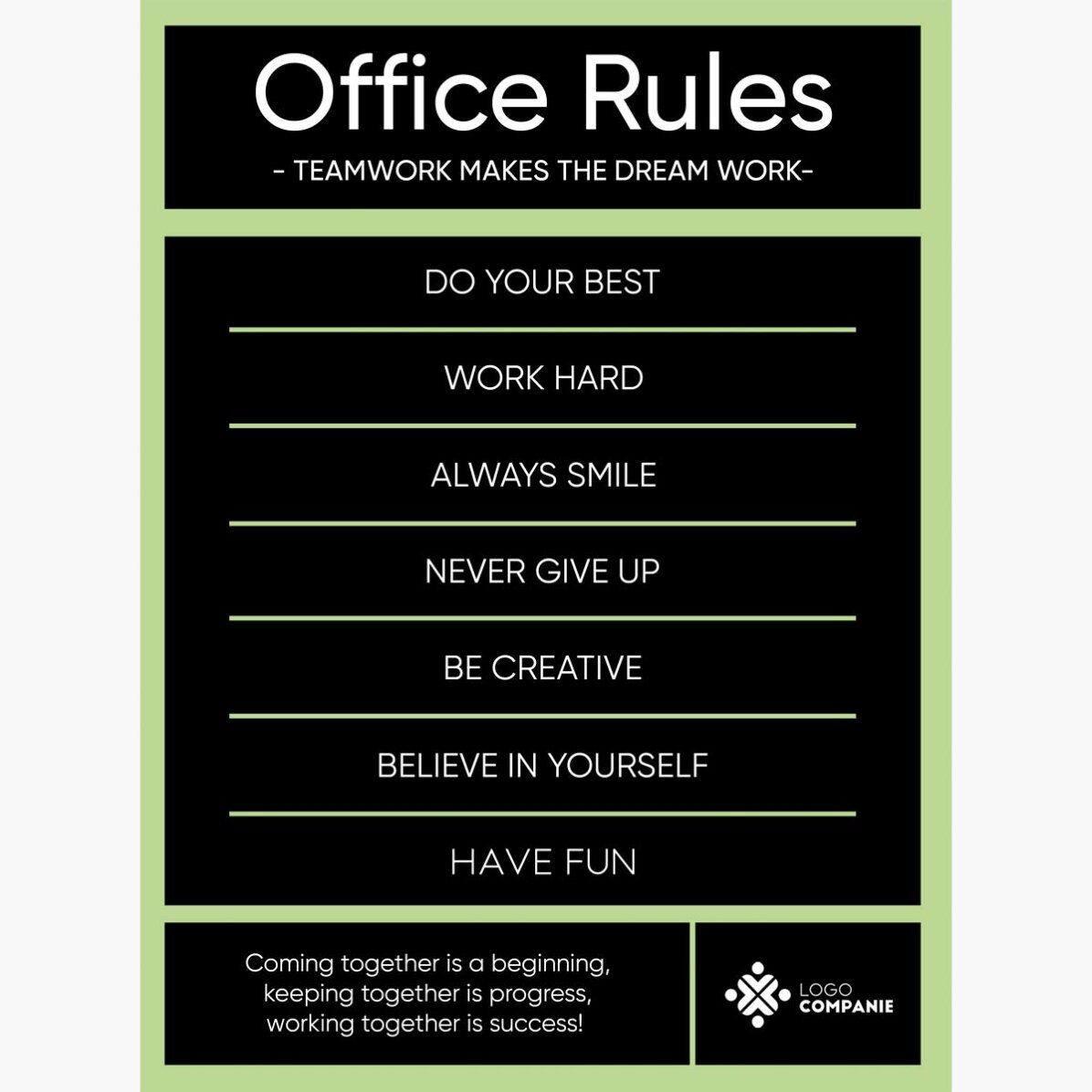 Poster personalizzato con testo e logo - Office Rules