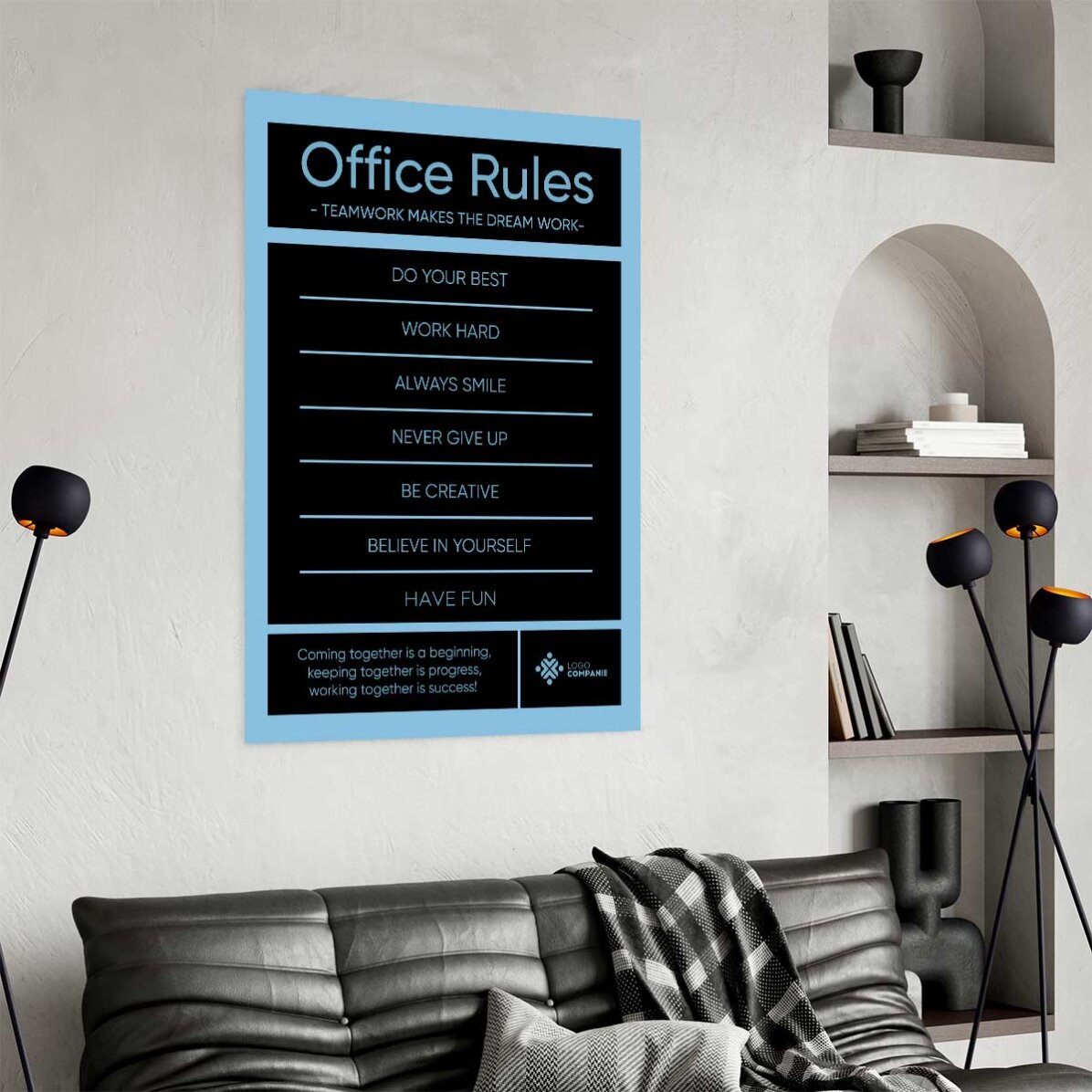 Poster personalizzato con testo e logo - Office Rules
