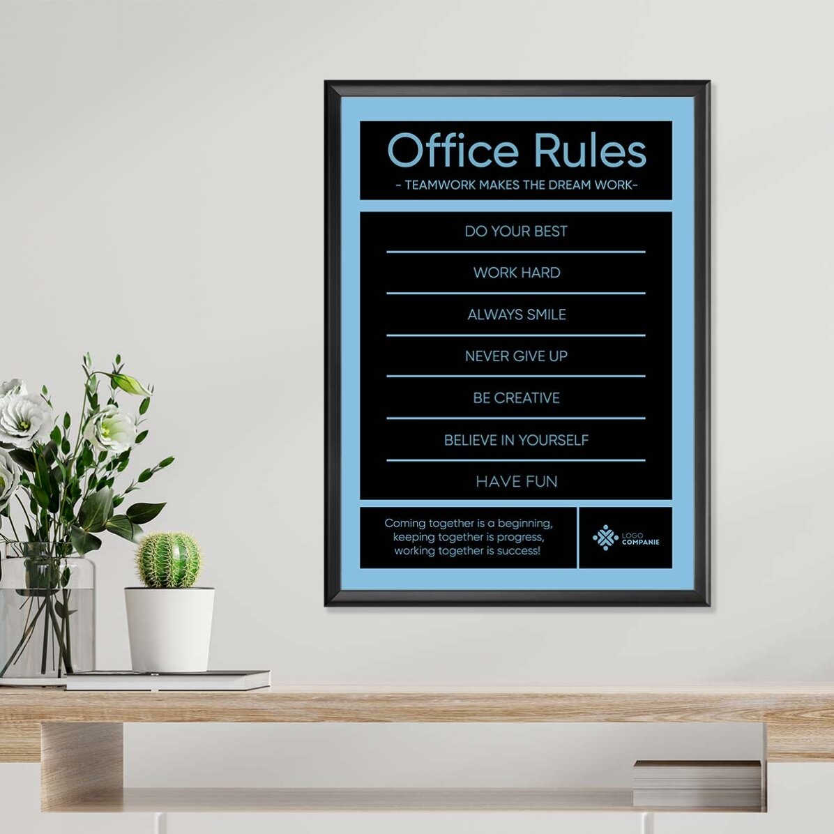 Poster personalizzato con testo e logo - Office Rules