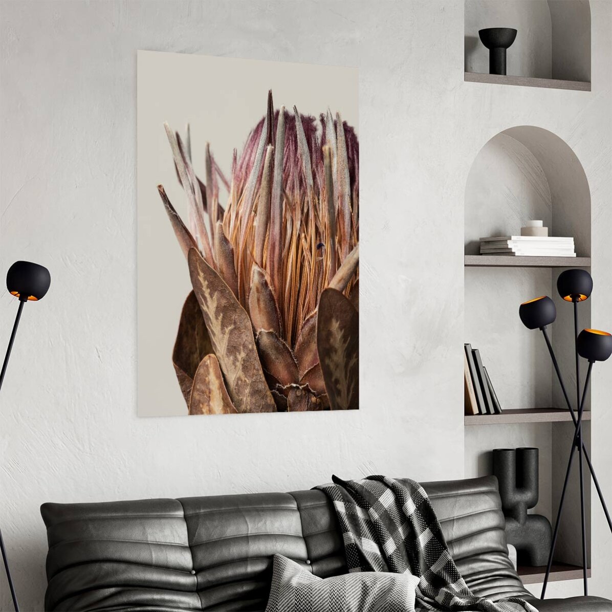 Poster con protea rosa