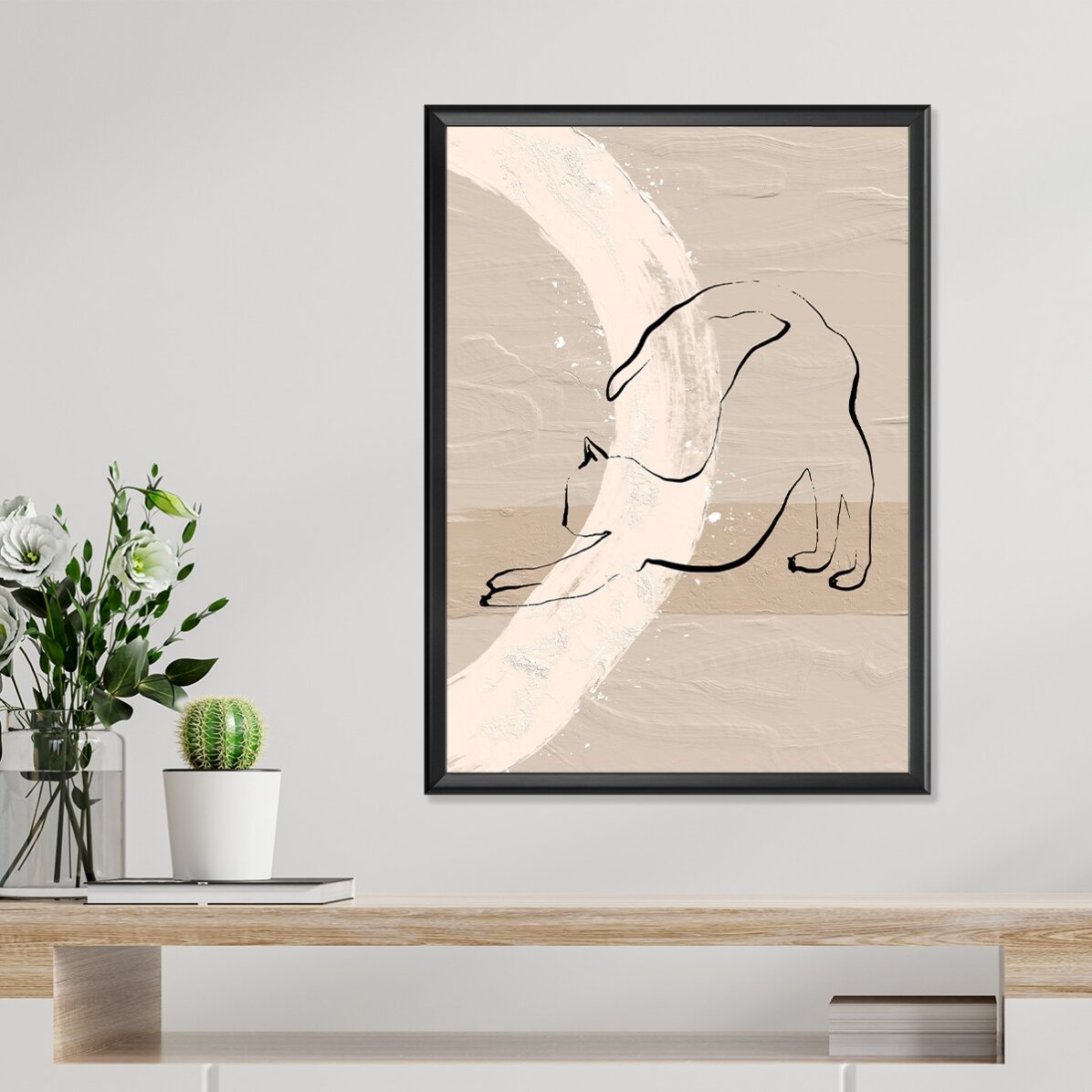Poster con gatto in stile minimalista, disegno al tratto