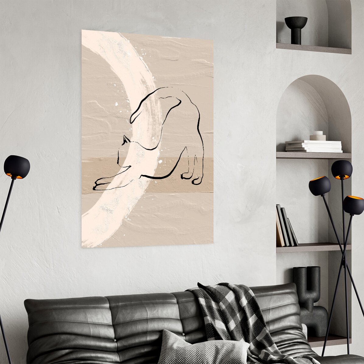 Poster con gatto in stile minimalista, disegno al tratto