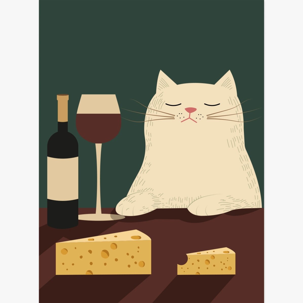 Poster: Gatto, vino e formaggio