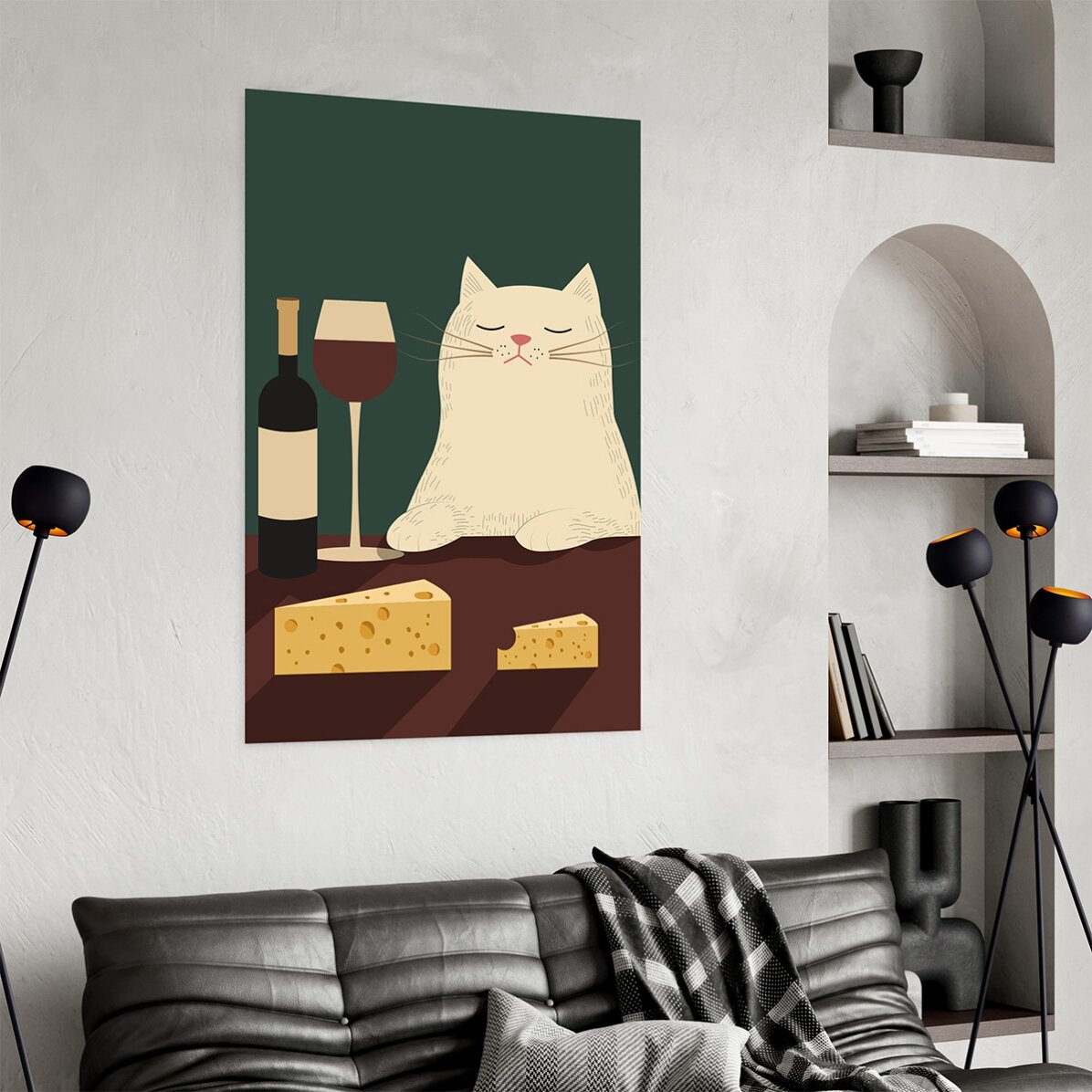 Poster: Gatto, vino e formaggio