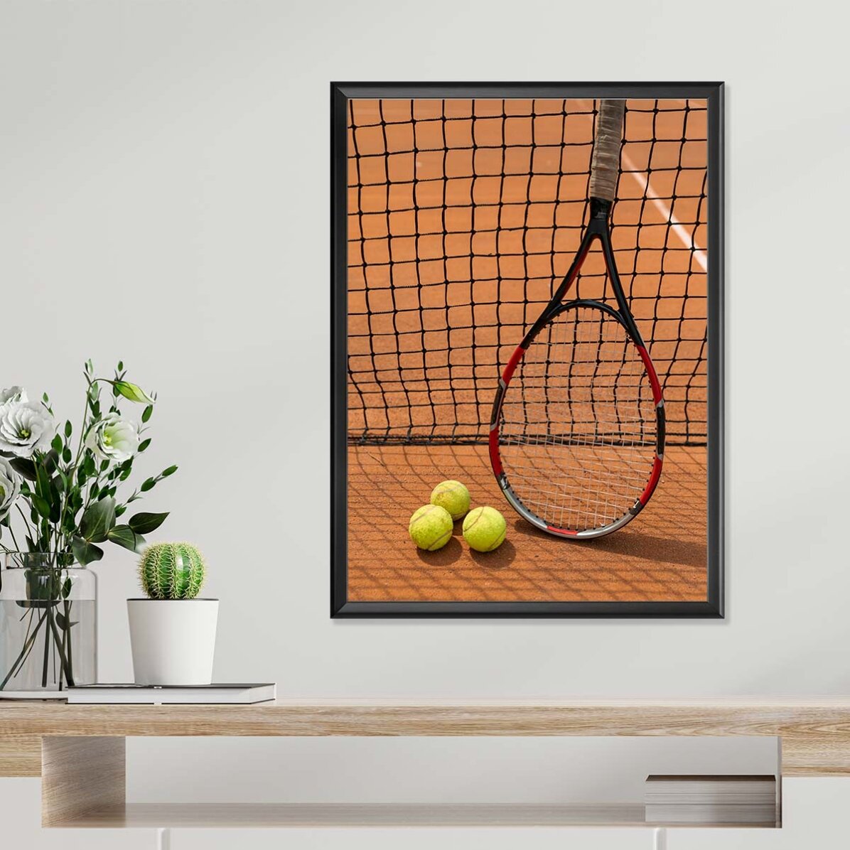 Poster con racchetta e palline da tennis