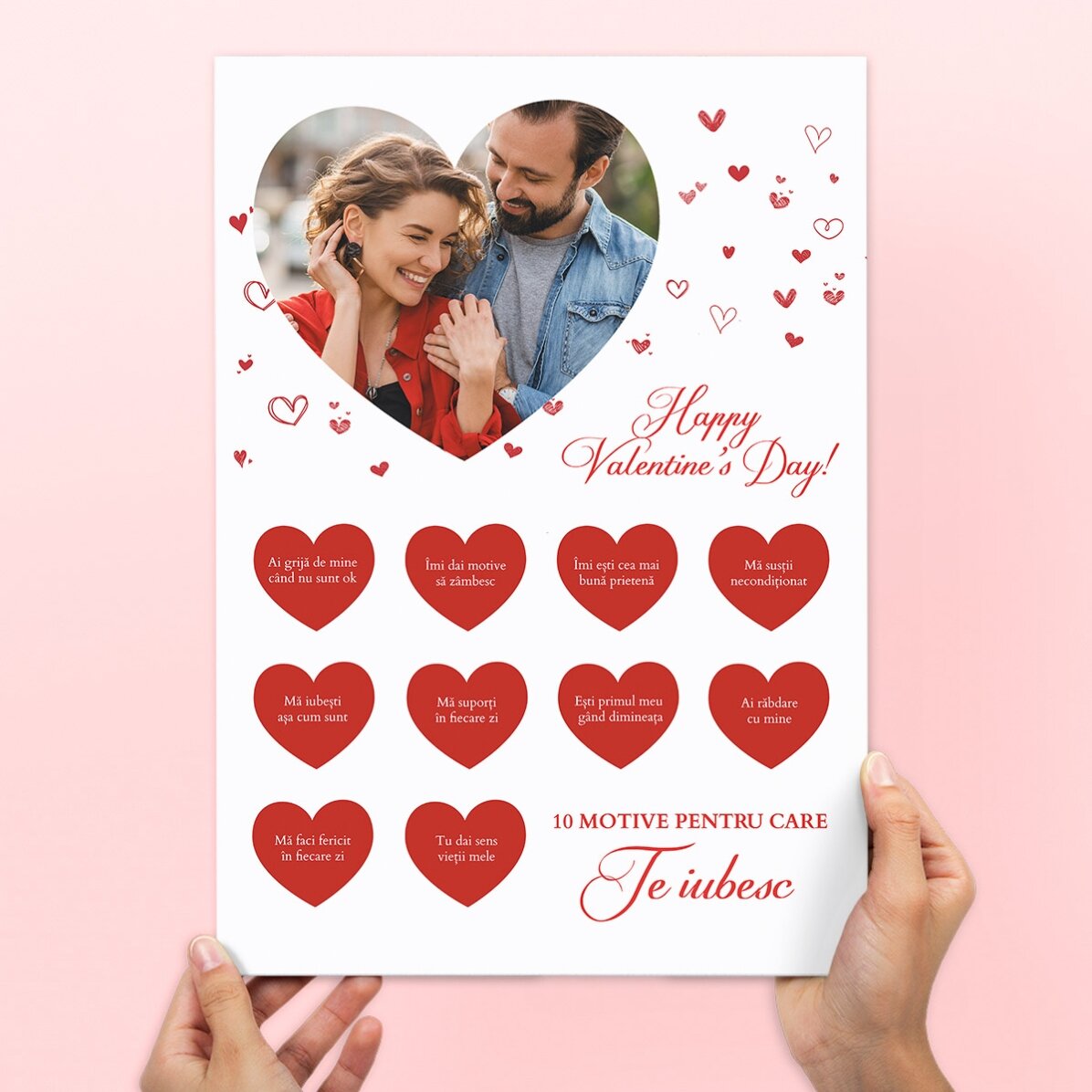 Poster personalizzato da grattare con foto e testo - 10 motivi per cui ti amo