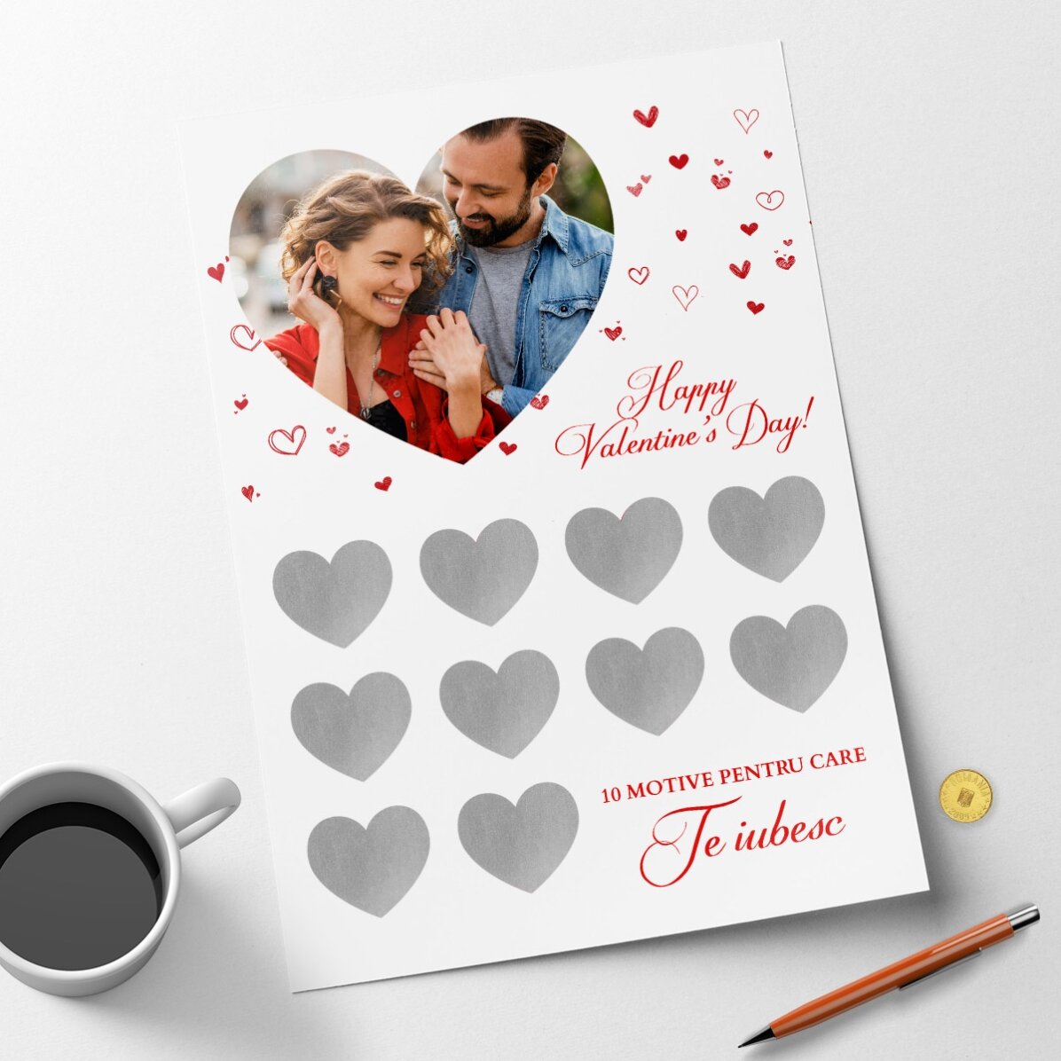 Poster personalizzato da grattare con foto e testo - 10 motivi per cui ti amo