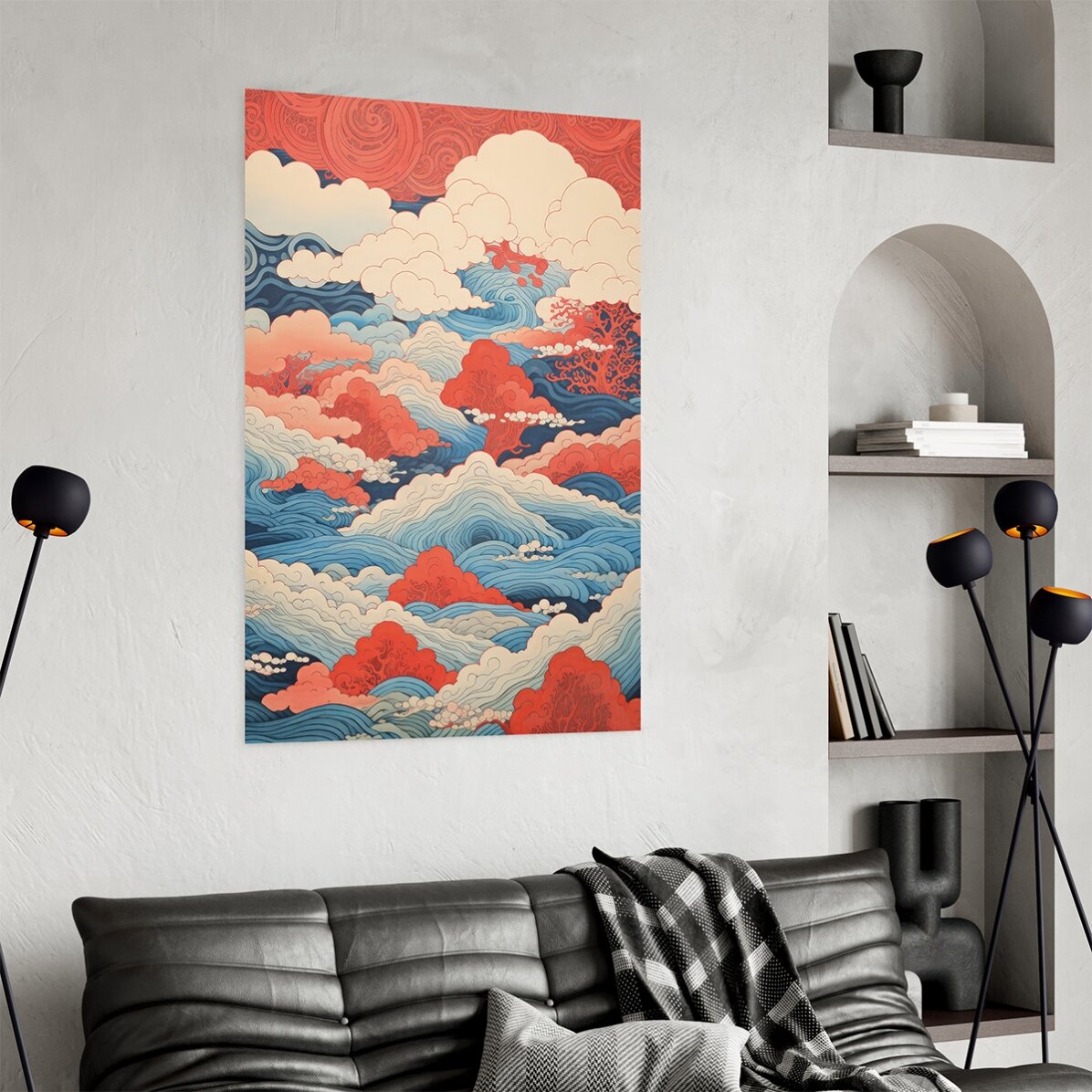 Poster “Onde e nuvole” in stile giapponese