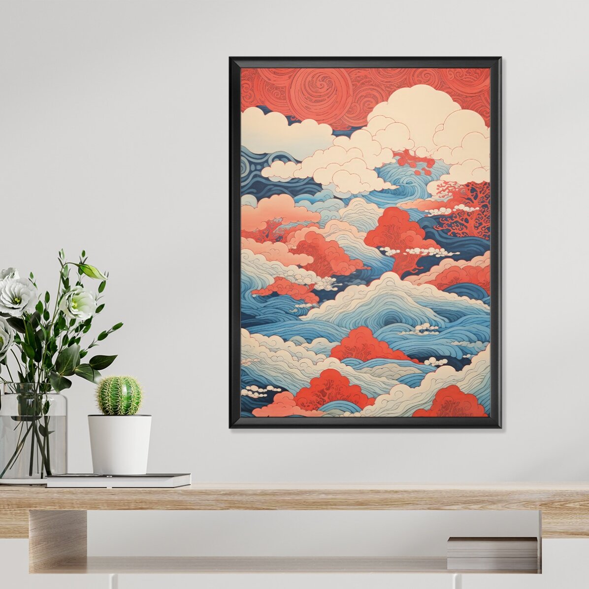 Poster “Onde e nuvole” in stile giapponese