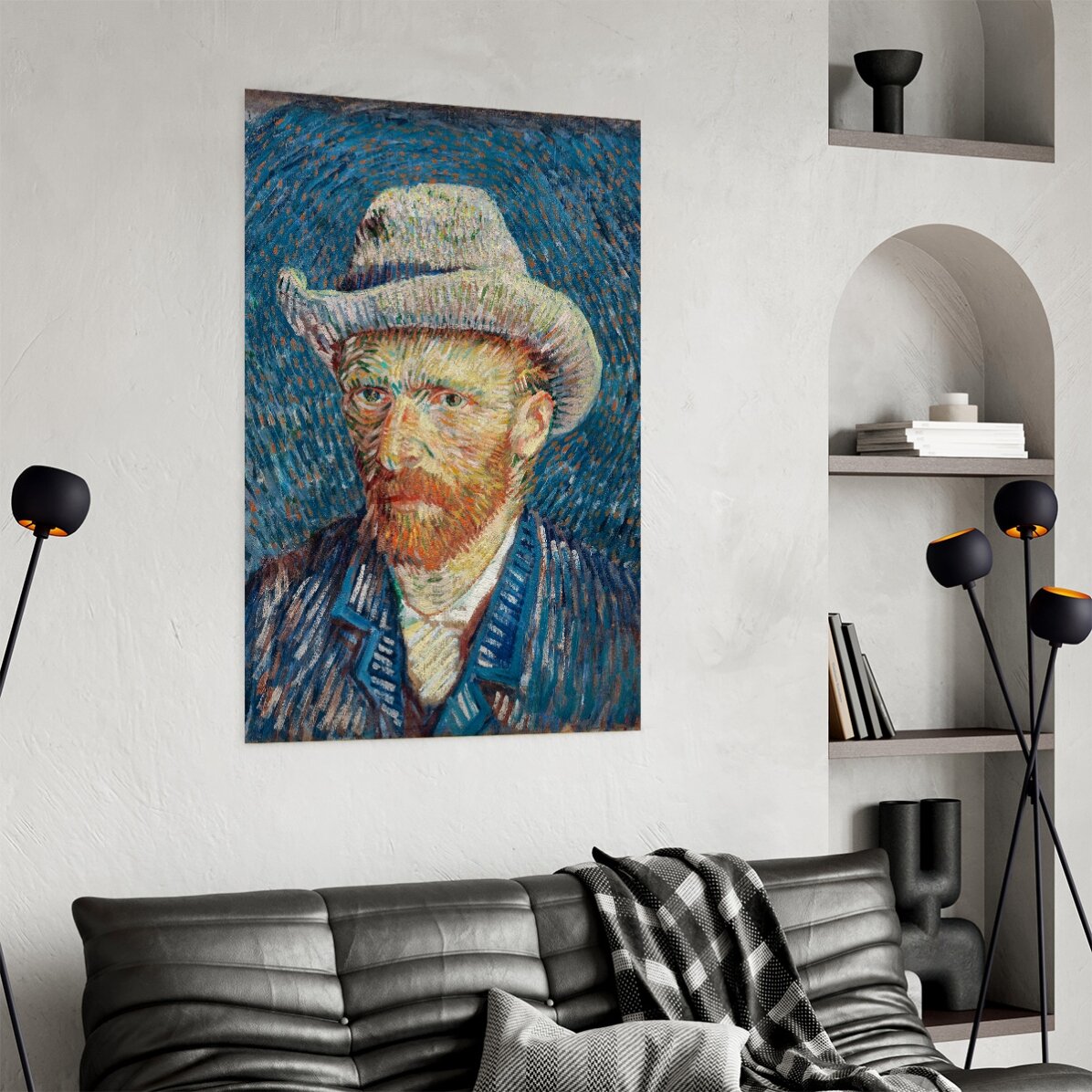 Poster di Vincent van Gogh, Autoritratto con cappello di feltro grigio, 1887