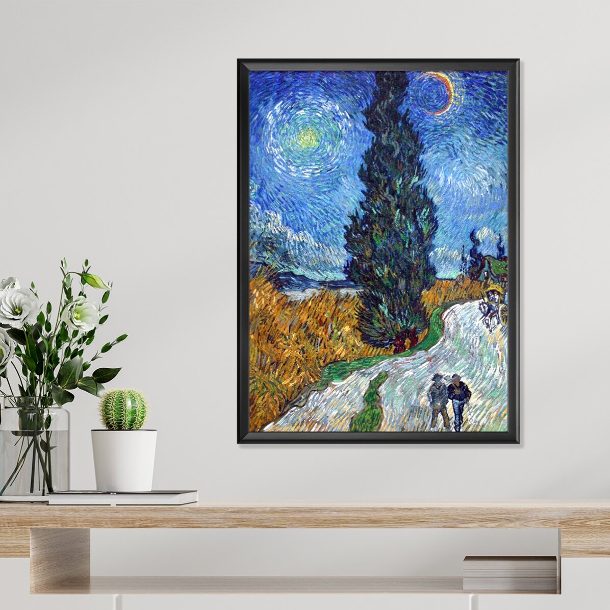 Poster Vincent van Gogh, Road with Cypresses and Star 1890
