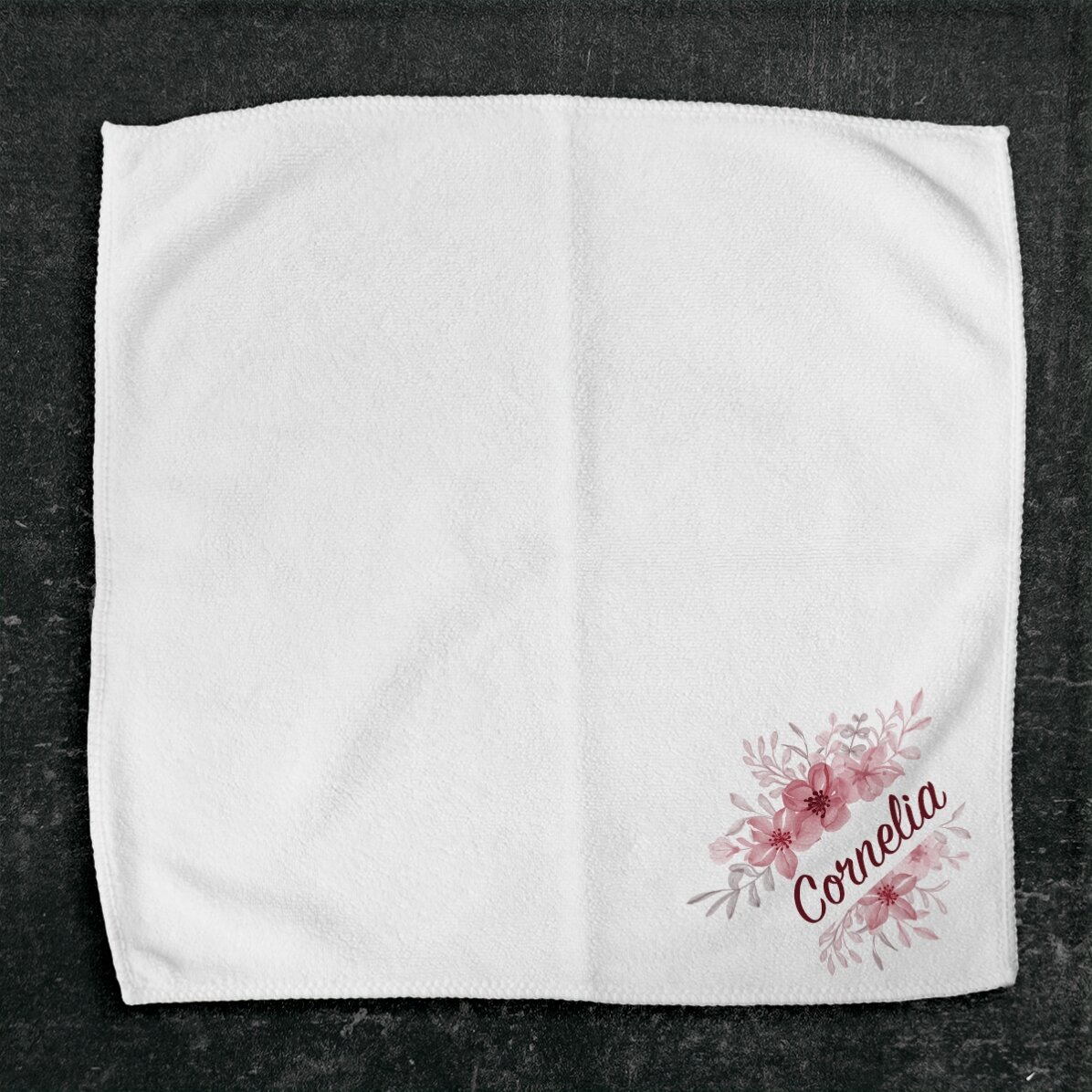 Asciugamano personalizzato con nome - Cornice floreale