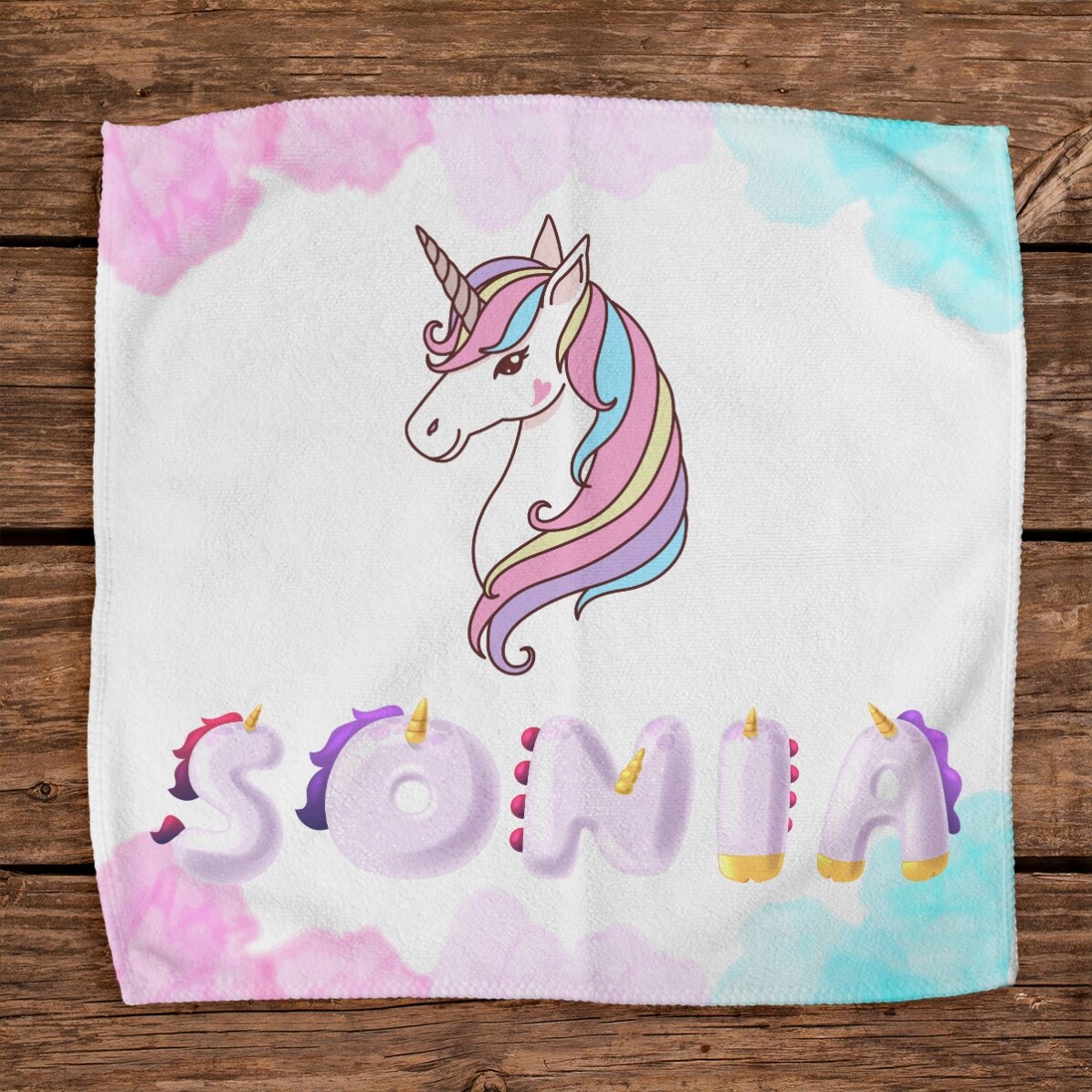 Asciugamano personalizzato con nome - Unicorno