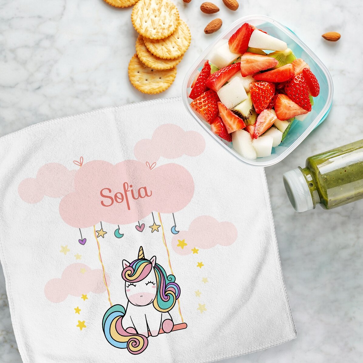 Asciugamano personalizzato con scritta per bambini - Cute Unicorn