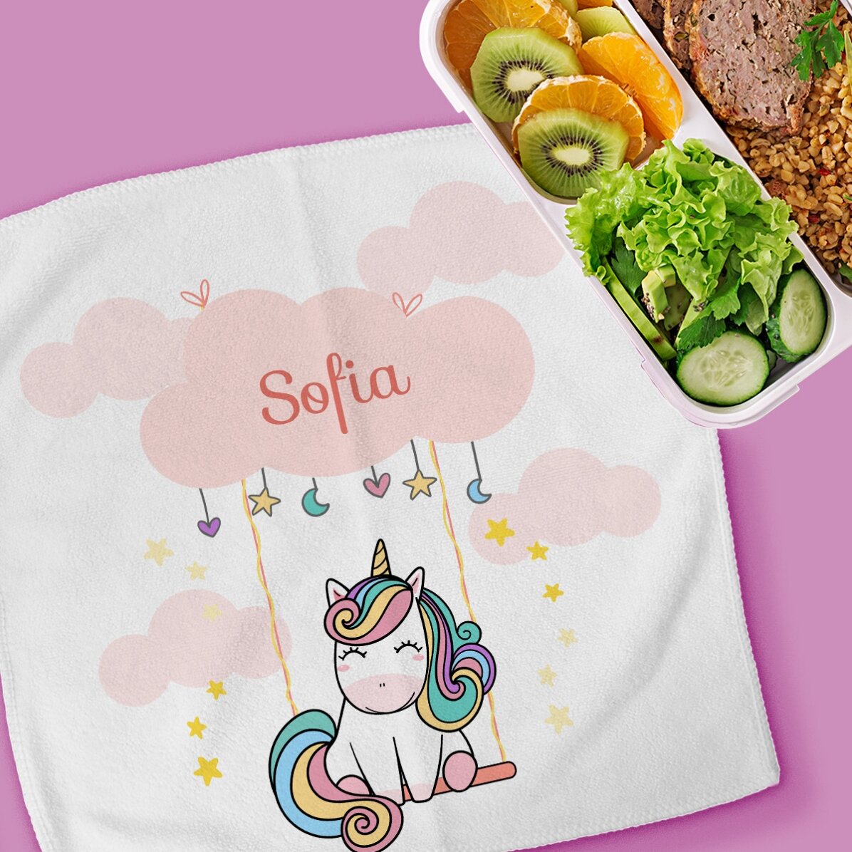Asciugamano personalizzato con scritta per bambini - Cute Unicorn