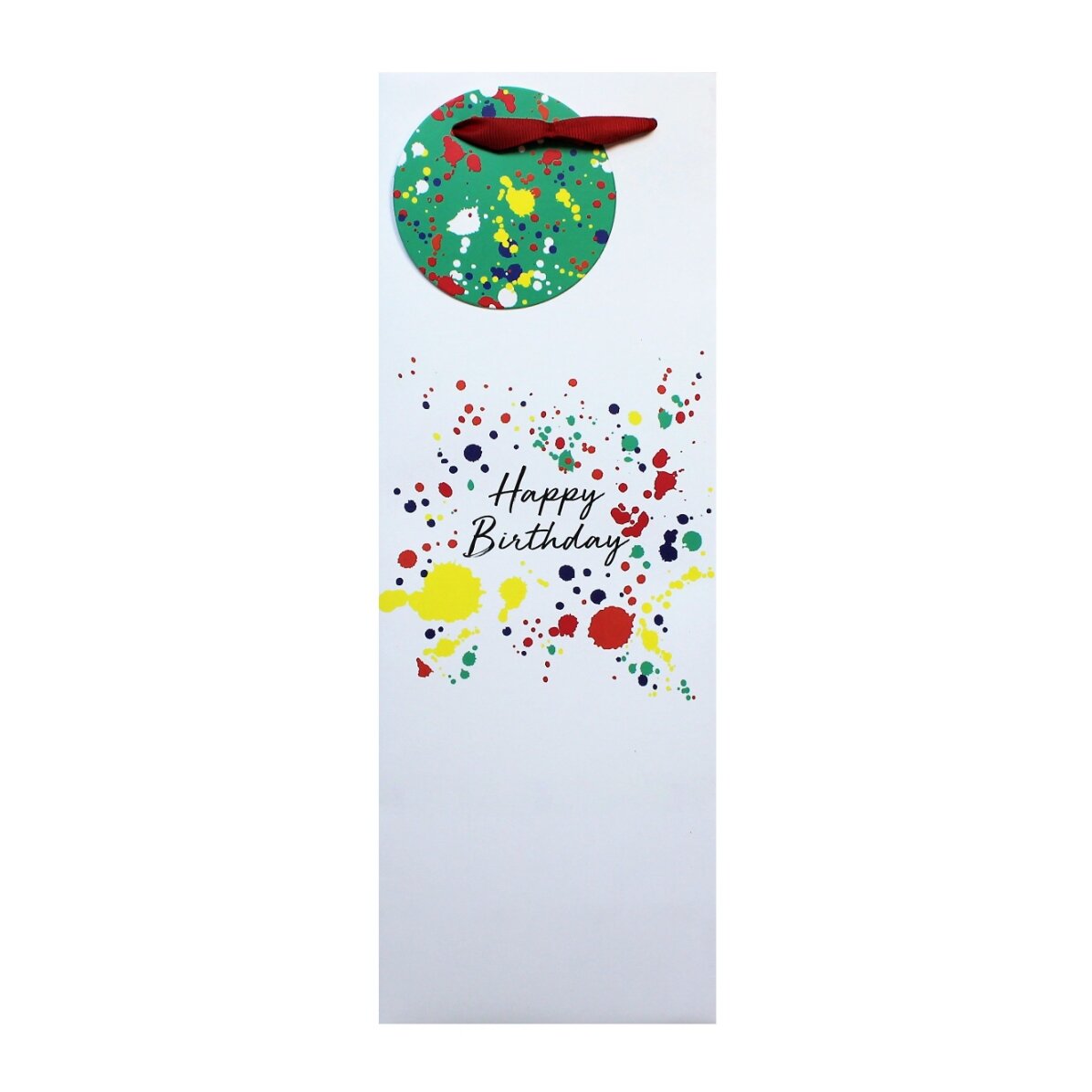 Sacchetto regalo per bevande - modello Happy Birthday splash