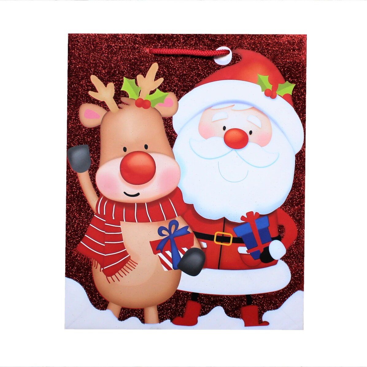 Sacchetto regalo - modello Babbo Natale con renna