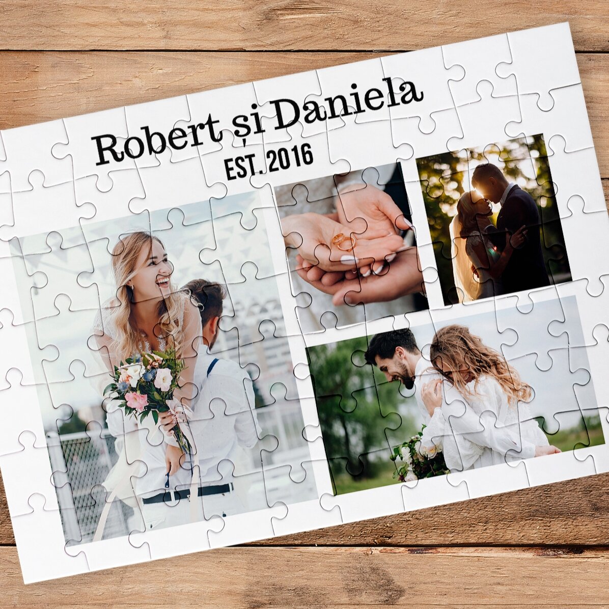 Puzzle personalizzato con 4 foto e testo, 28x19 cm - Dolci ricordi