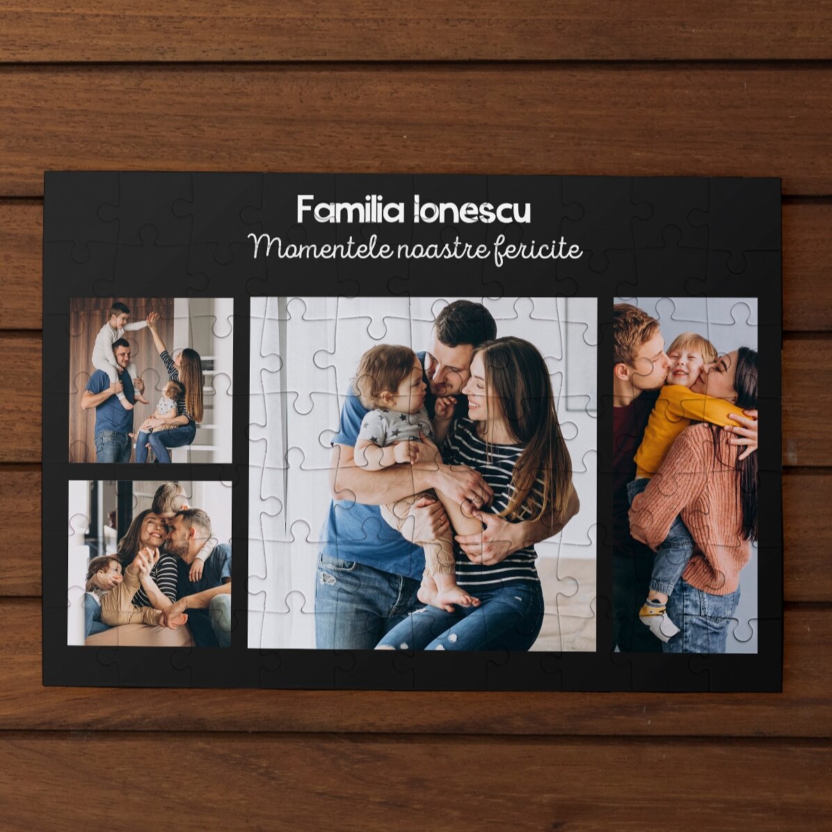 Puzzle personalizzato con 4 foto e testo, 28x19 cm