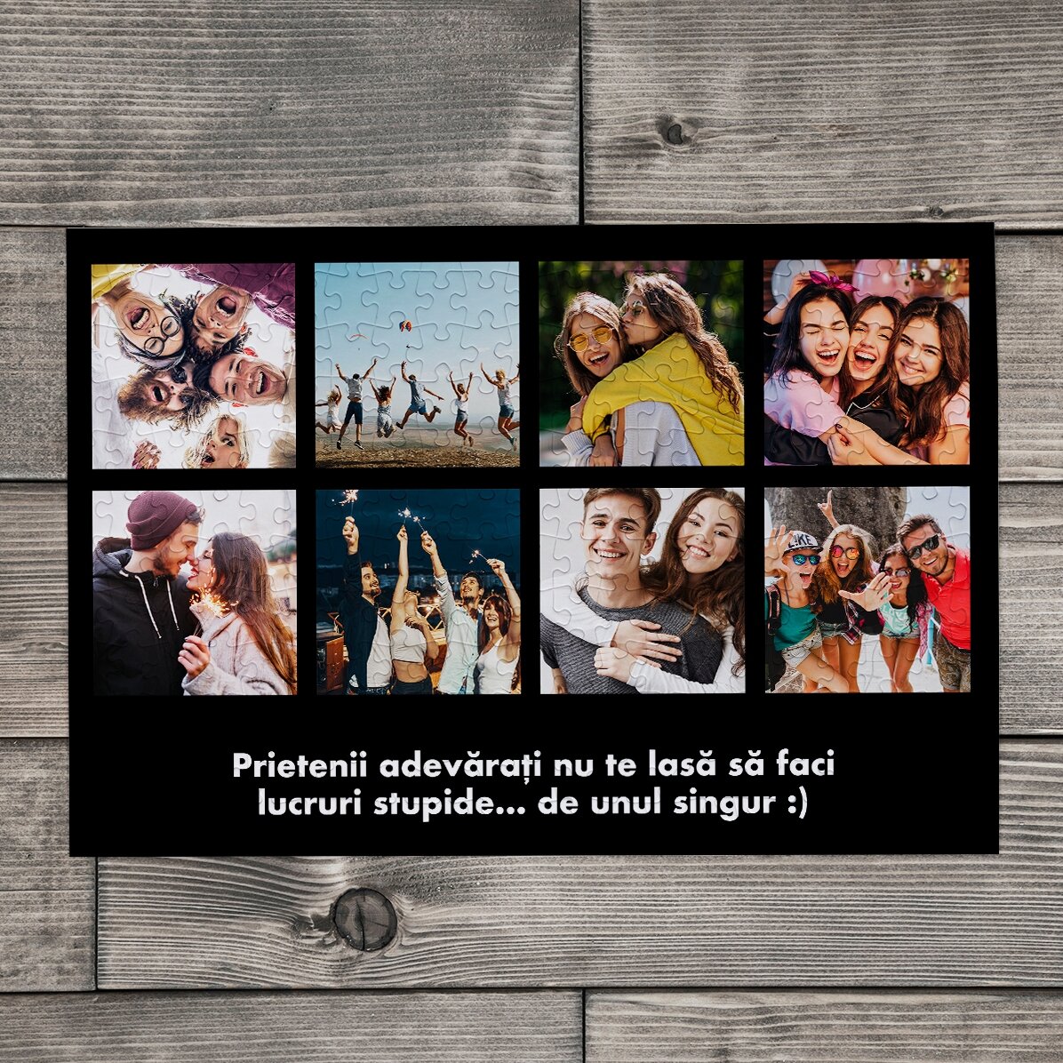 Puzzle personalizzato con 8 foto e testo, 36x24 cm