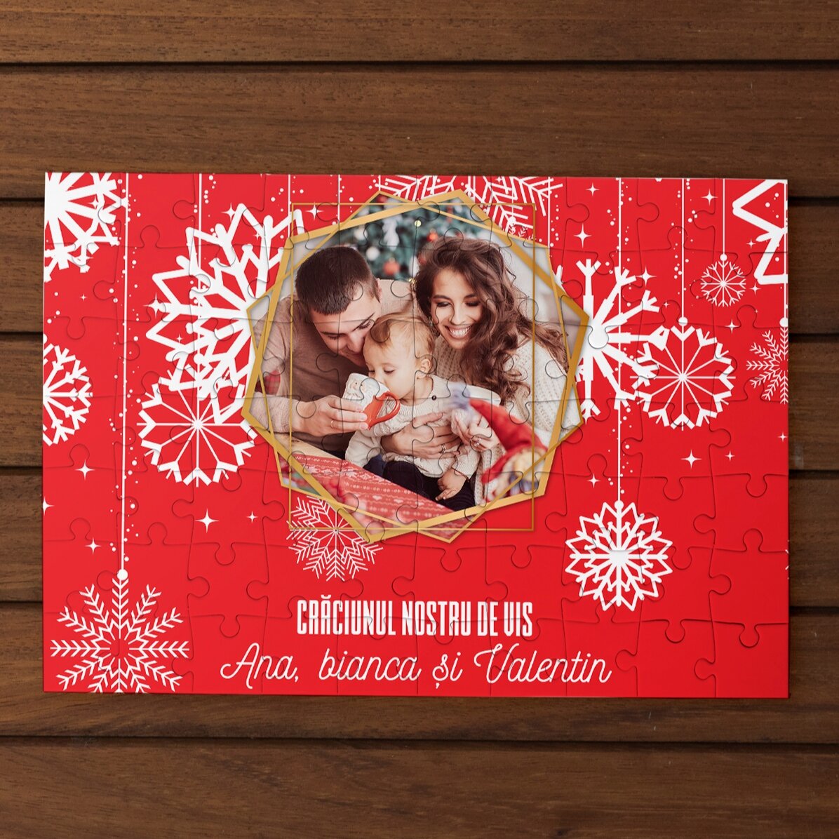 Personalised puzzle with a photo and text 28x19cm - Our Christmas