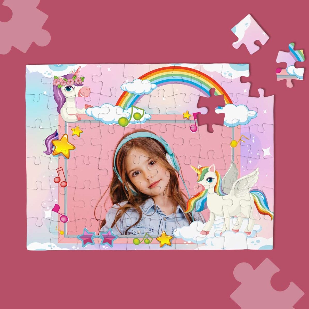 Puzzle personalizzato per bambini con foto e testo - Unicorni