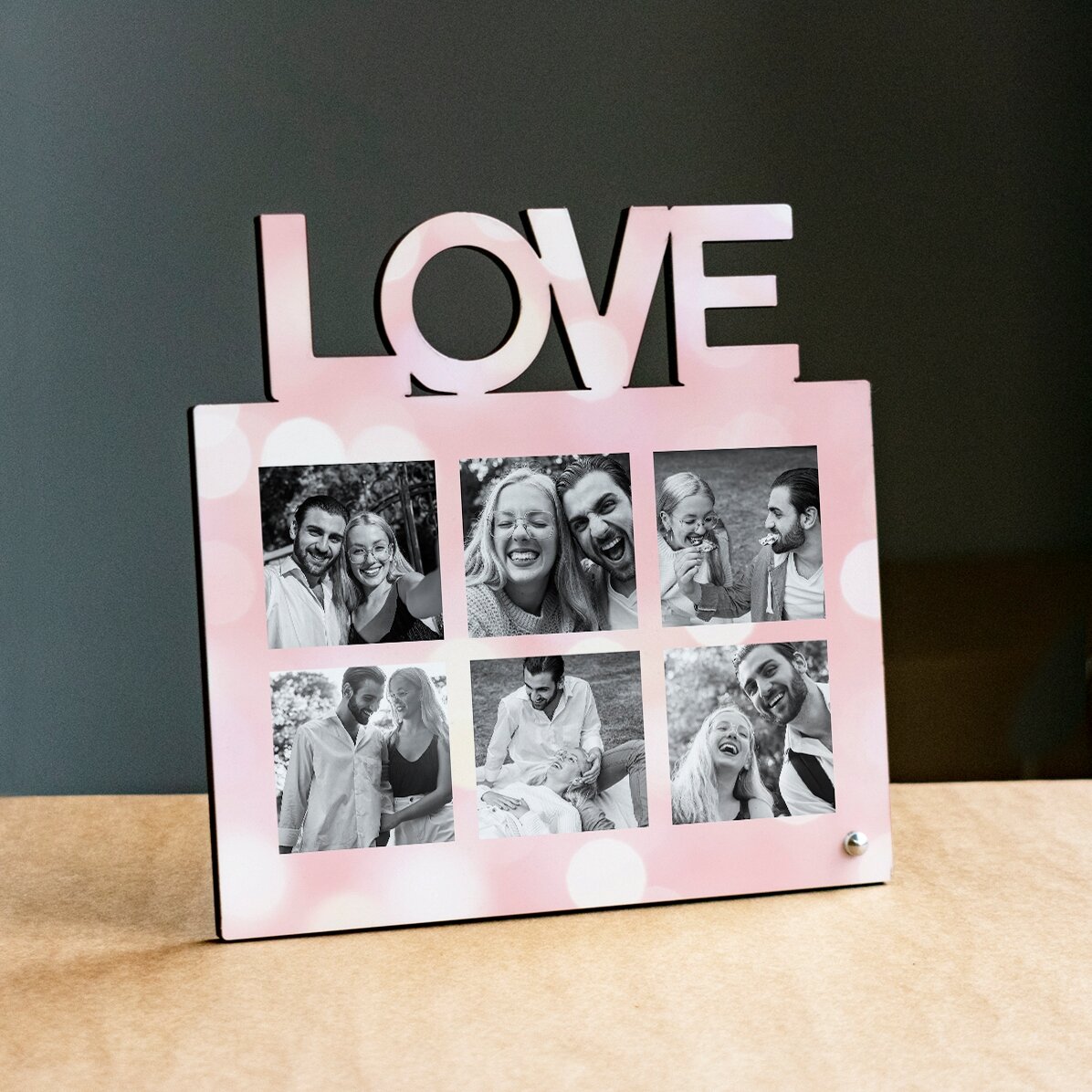 Cornice da scrivania personalizzata con 6 foto - modello LOVE