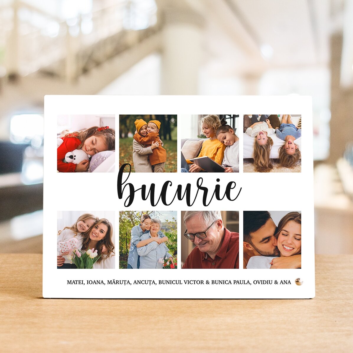 Cornice da scrivania personalizzata con 8 foto e testo - Gioia