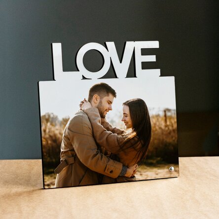 Personalised desk photo frame with a photo - LOVE model