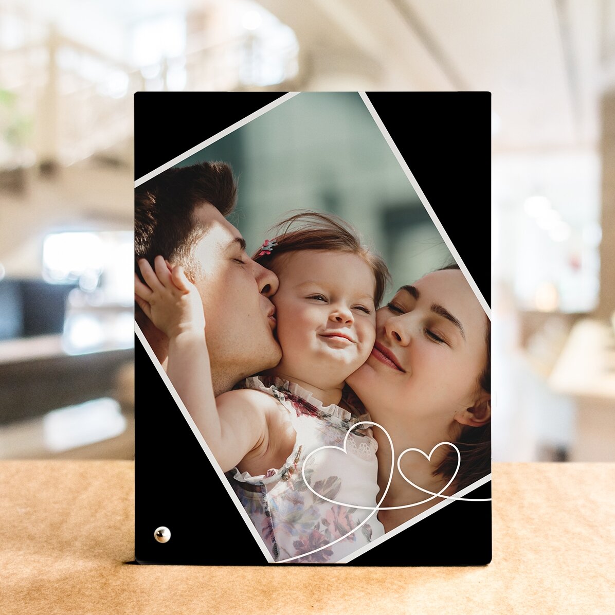 Cornice da scrivania personalizzata con una foto e un cuore