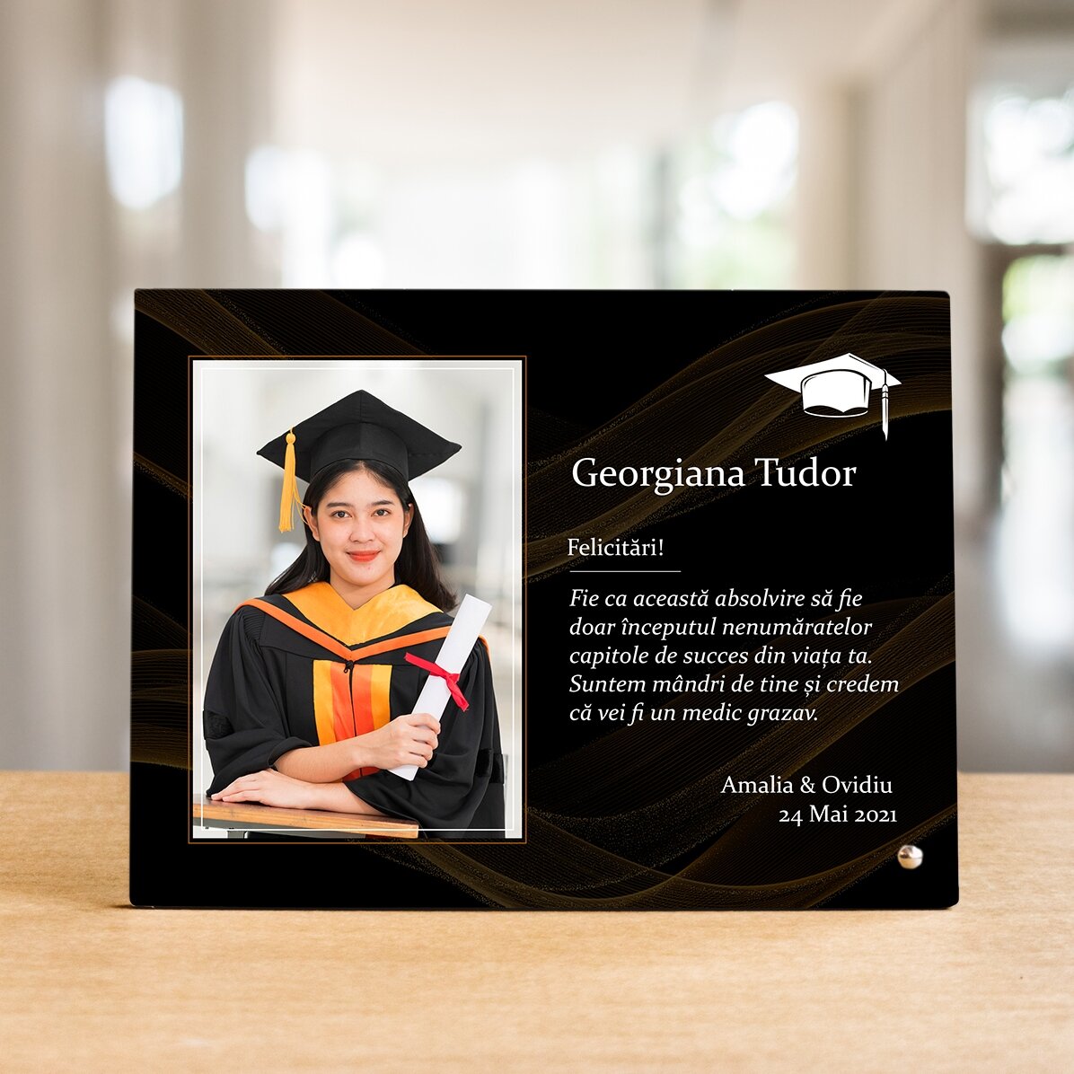 Cornice da scrivania personalizzata con foto e testo - Laurea
