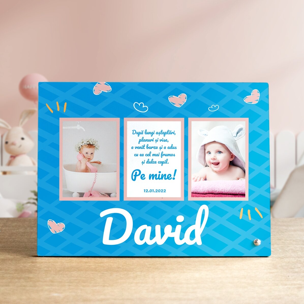 Cornice personalizzata con 3 foto e testo per bambini - La più dolce