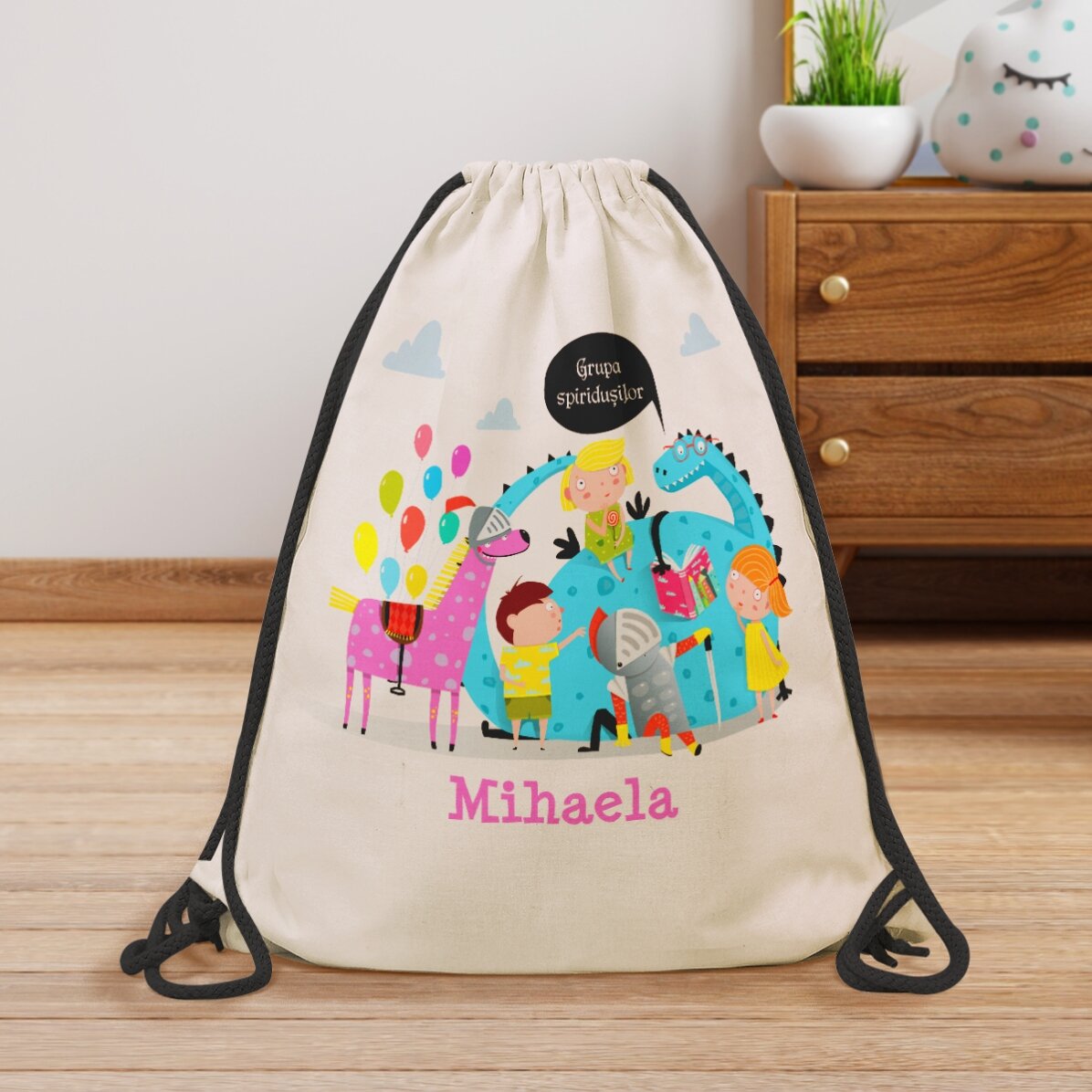 Zaino personalizzato con nome - Reading dragon