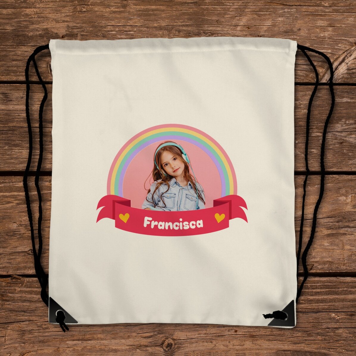 Zaino personalizzato con foto e nome - Rainbow