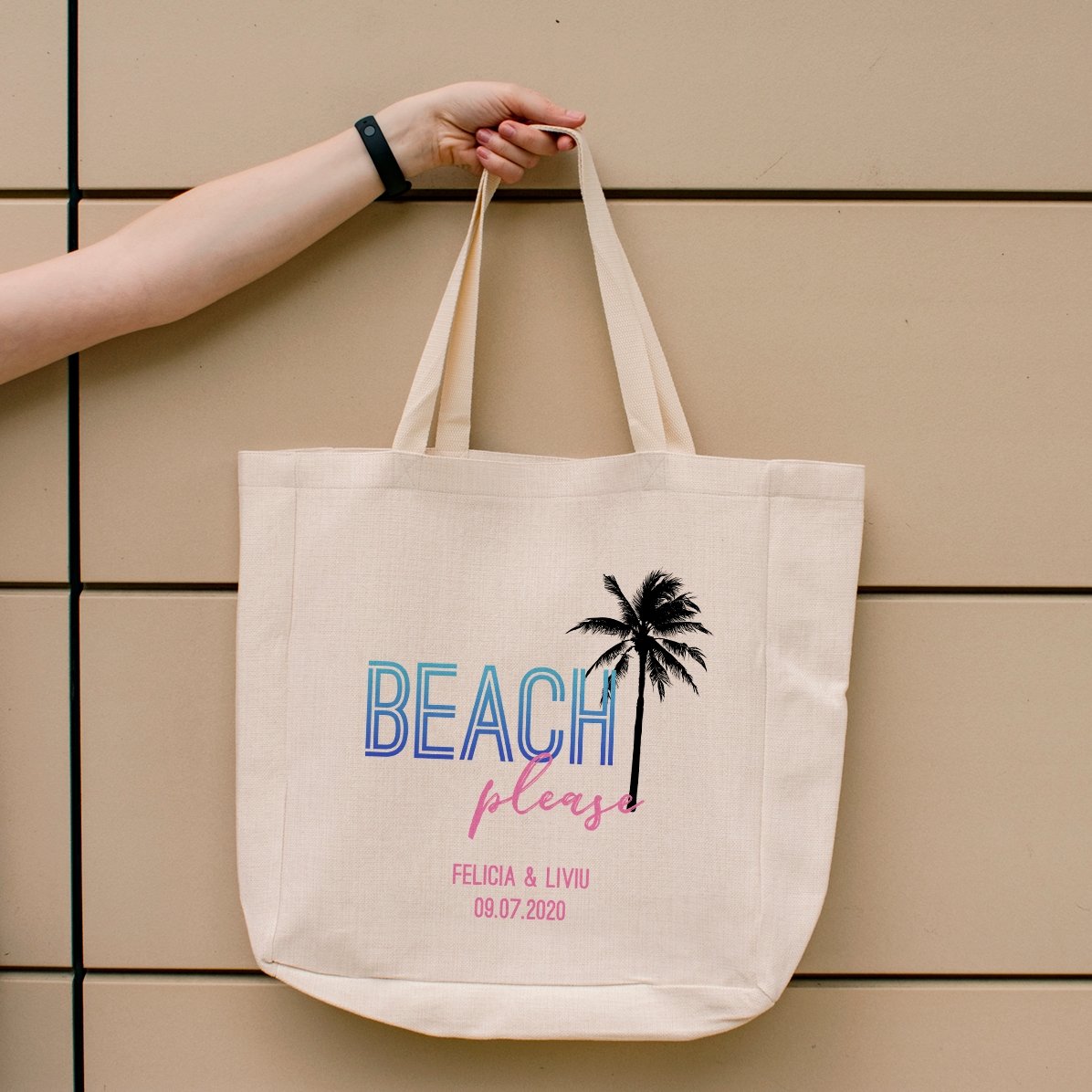 Borsa da spiaggia personalizzata con scritta - Beach please