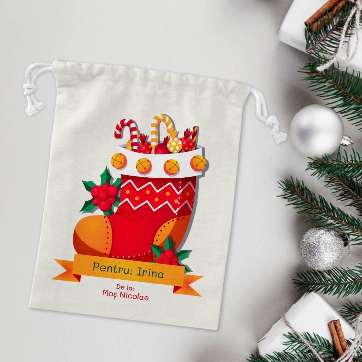 Piccolo sacchetto regalo personalizzato con nome - da Babbo Natale