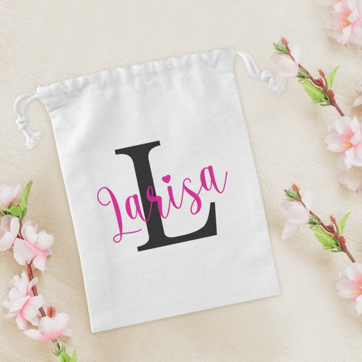 Piccolo sacchetto regalo personalizzato con nome e iniziale