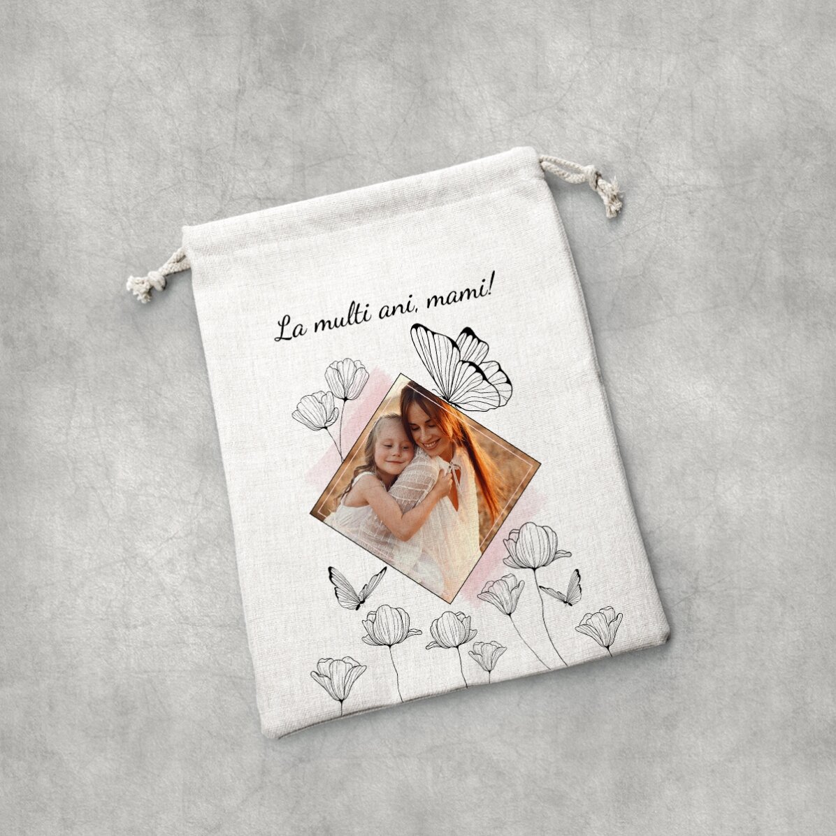 Piccolo sacchetto regalo personalizzato con una foto e una frase - My dear