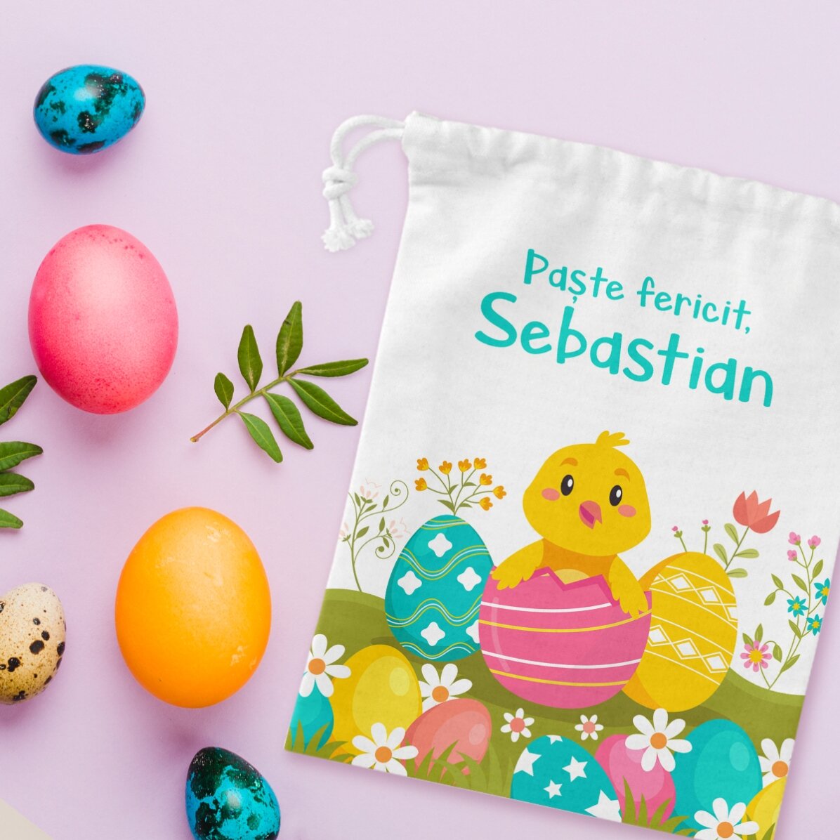 Piccolo sacchetto regalo personalizzato con scritta - Pasqua