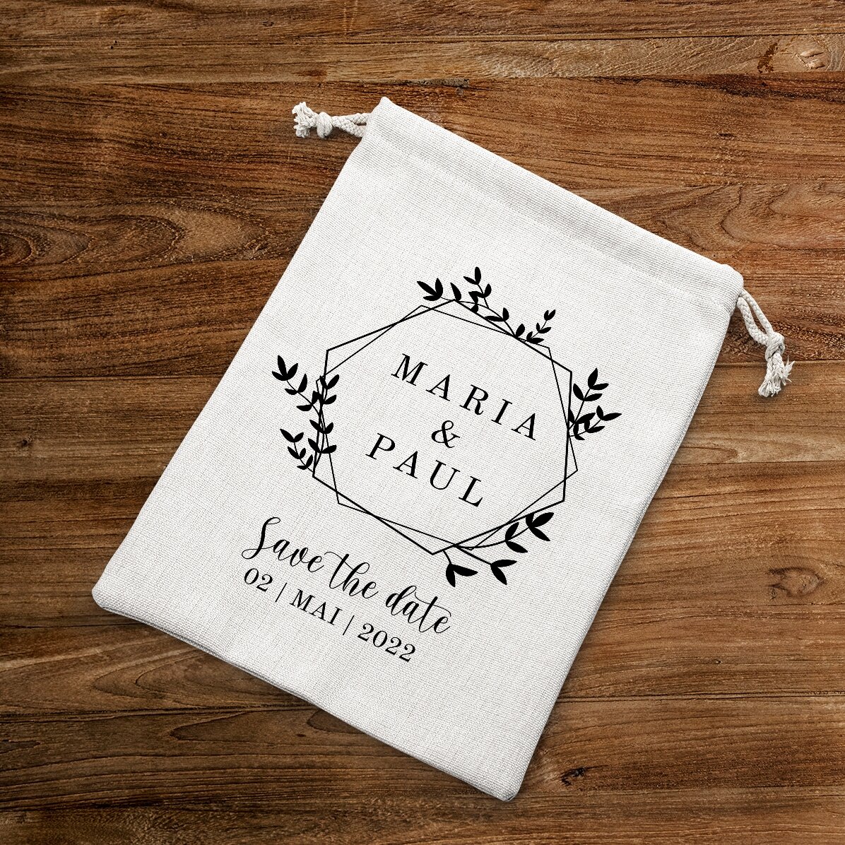 Piccolo sacchetto regalo personalizzato con scritta - Save the date