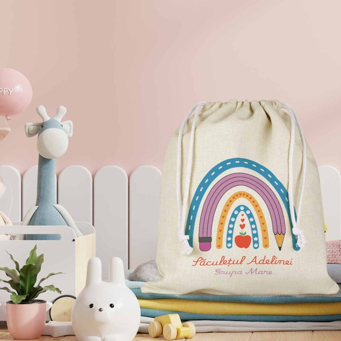 Personalised nursery bag with text - Cute