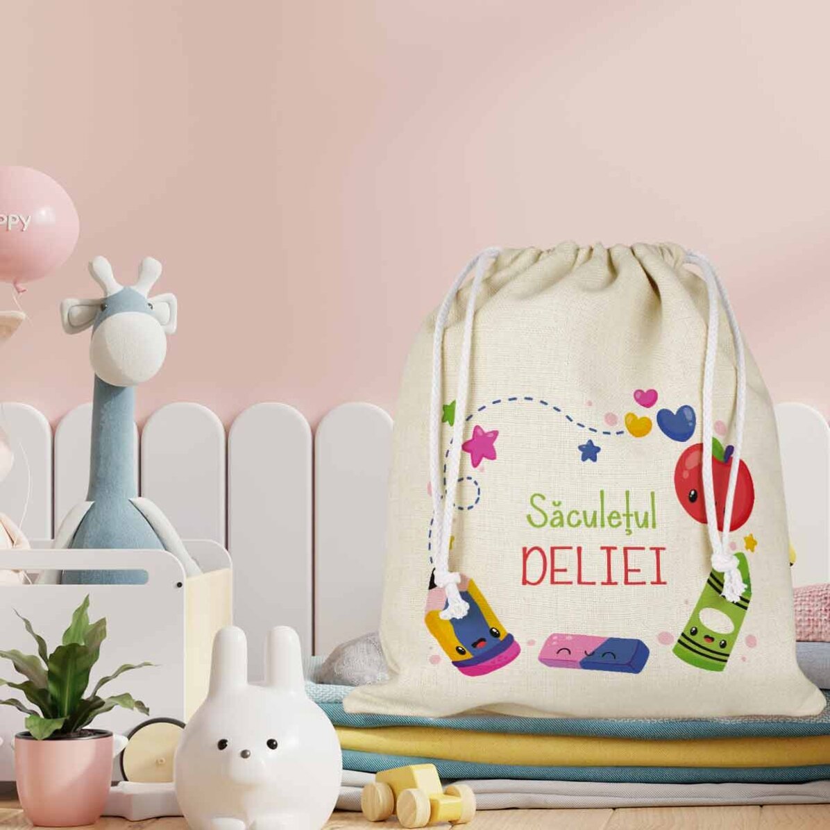 Sacchetto personalizzato con scritta per la scuola dell