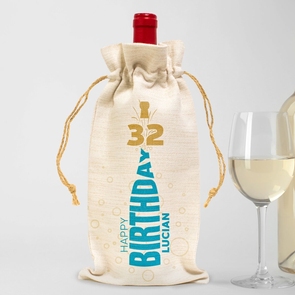 Sacchetto personalizzato per bottiglia di vino - Happy Birthday