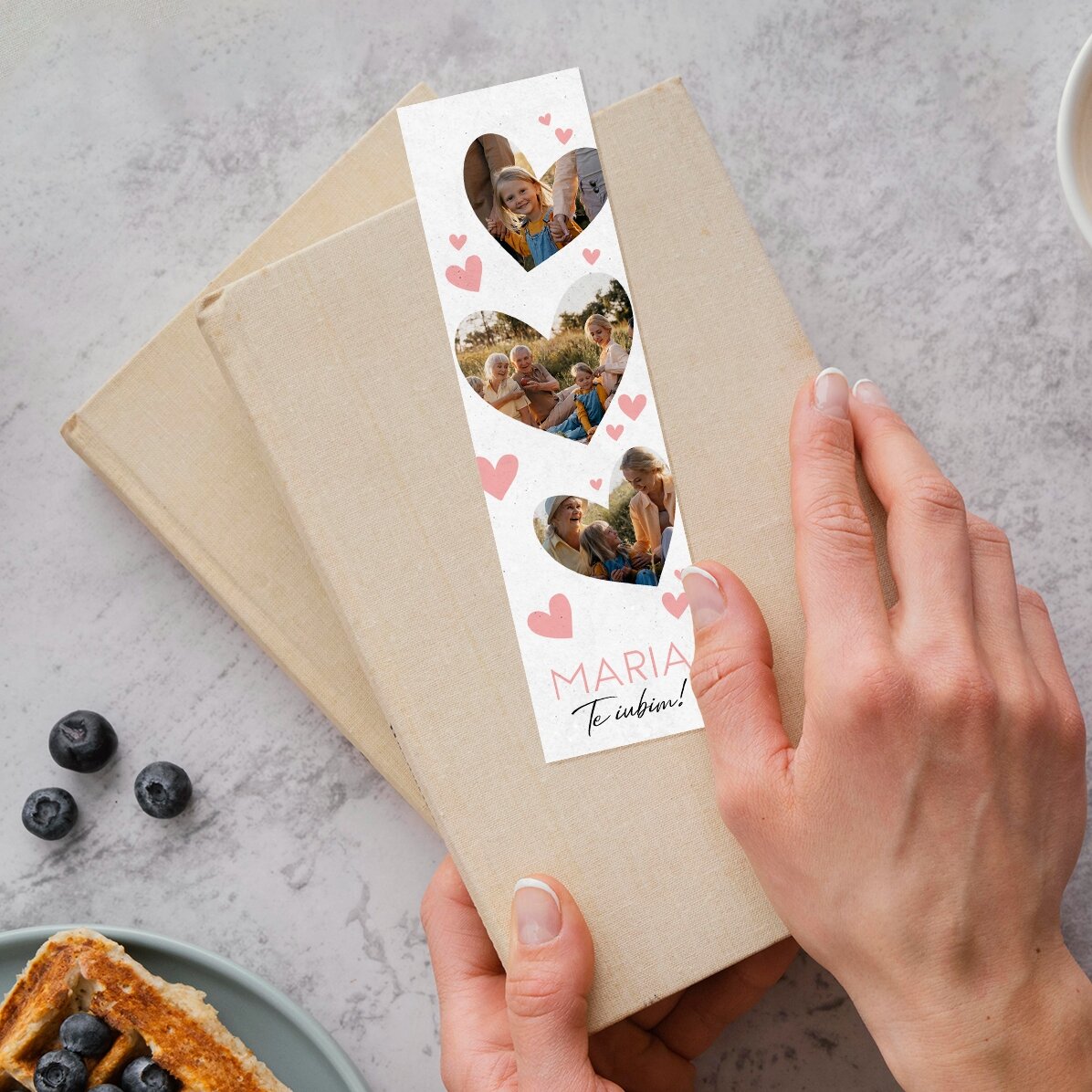 Segnalibro personalizzato con 3 foto e testo - Lovely