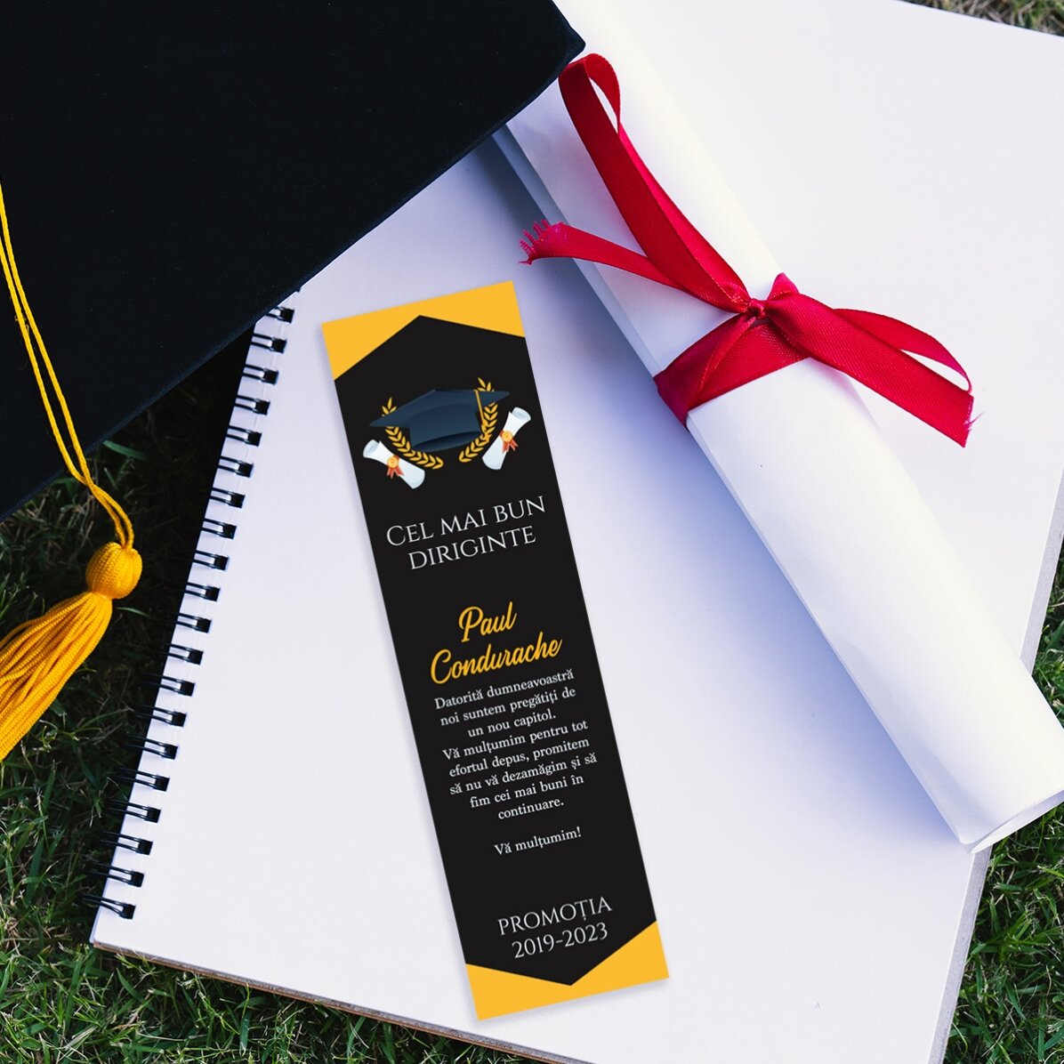 Segnalibro personalizzato con messaggio di laurea