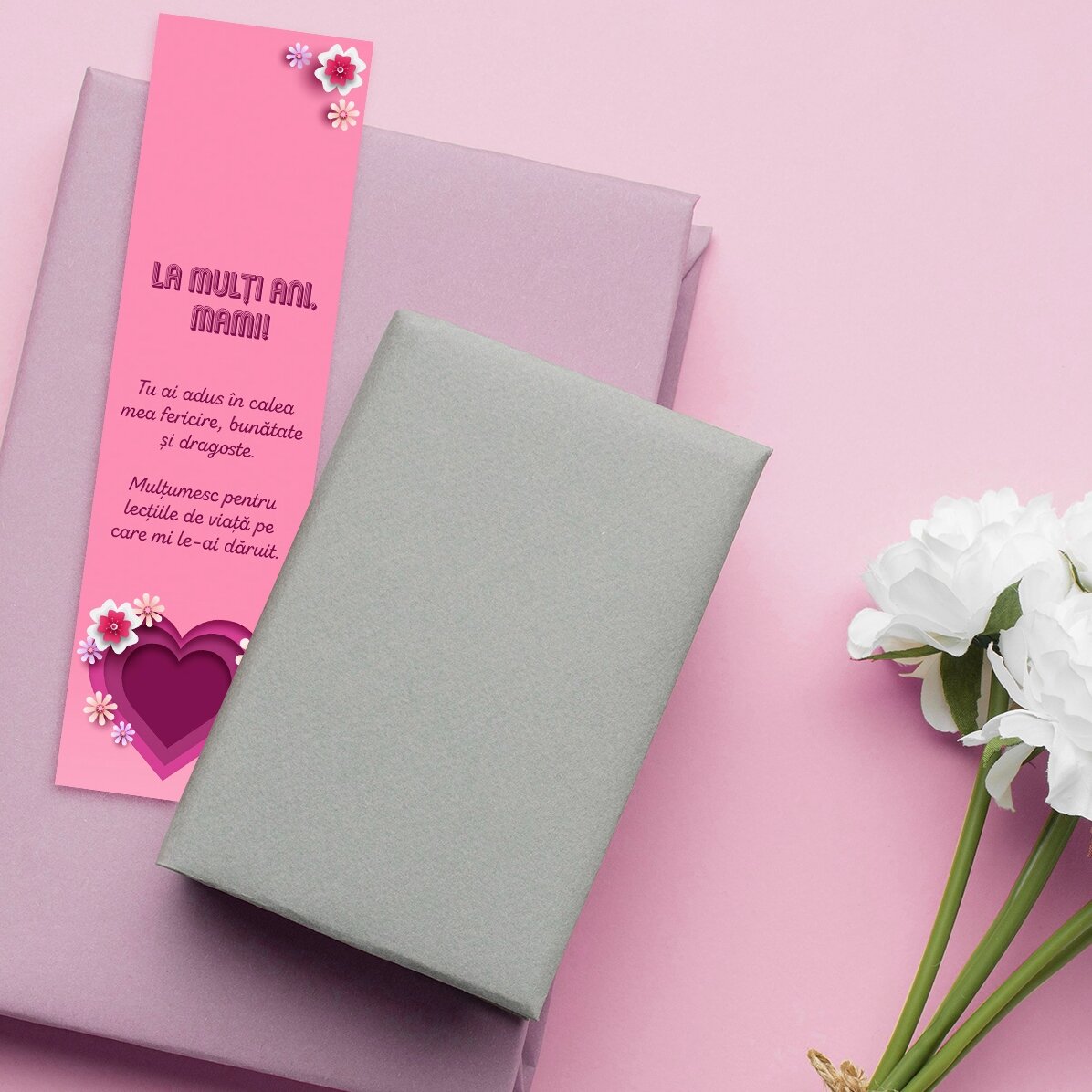 Segnalibro personalizzato con messaggio - Cuore rosa